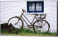 Framed Bicycles leaning against a wall, Bog Village Museum, Glenbeigh, County Kerry, Ireland