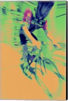 Framed Young man riding a bicycle - yellow