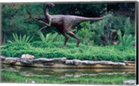 Framed Statue of Ornithomimus Dinosaur in a park, Zilker Park, Austin, Texas, USA