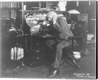 Framed Thomas Alva Edison using his dicatating machine