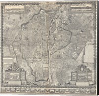 Framed 1652 Gomboust Map of Paris, France