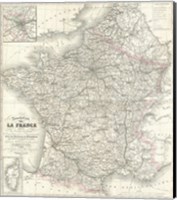 Framed 1852 Levasseur Map of France
