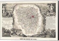 Framed 1852 Levasseur Map of Seine et Oise