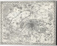 Framed 1855 City Plan of Paris, France
