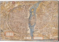 Framed Plan de Paris map