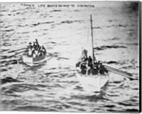 Framed Titanic Life Boats on Way to Carpathia