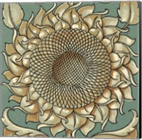 Framed Sunflower Woodblock I