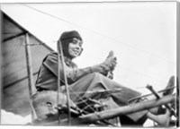 Framed Aviator Helene Dutrieu Seated in Her Airplane