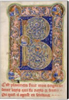 Framed Illuminated Manuscript, Psalter. Inhabited Initial B of Psalm 1