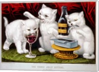 Framed Three Jolly Kittens: At The Feast