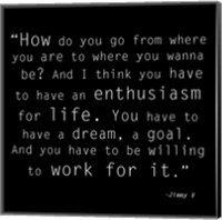 Framed Enthusiasm for Life, Jimmy V Quote