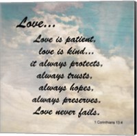 Framed Love 1 Corinthians 13:4 Against the Sky