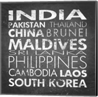 Framed Asia Countries