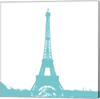 Framed Aqua Eiffel Tower