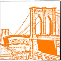 Framed Orange Brooklyn Bridge