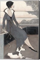 Framed Art Deco Lady With Dog