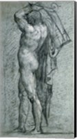Framed Nude Man Carrying a Rudder on His Shoulder