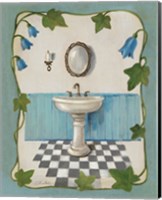 Framed 'Bell Flower Bath II on Ivory' border=