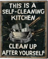 Framed 'Self Cleaning Kitchen' border=