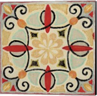 Framed 'Bohemian Rooster Tile Square II' border=