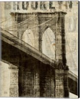 Framed Vintage NY Brooklyn Bridge