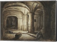 Framed Crypt of a Church with Two Men Sleeping