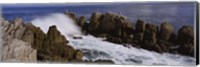 Framed Rock formations in water, Pebble Beach, California, USA