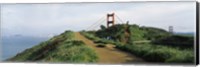 Framed Path leading towards a suspension bridge, Golden Gate Bridge, San Francisco, California, USA