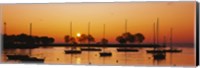 Framed Silhouette of sailboats in a lake, Lake Michigan, Chicago, Illinois, USA