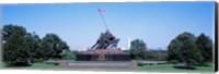 Framed War memorial with Washington Monument in the background, Iwo Jima Memorial, Arlington, Virginia, USA