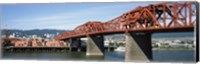 Framed Bascule bridge across a river, Broadway Bridge, Willamette River, Portland, Multnomah County, Oregon, USA