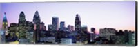 Framed Philadehphia Skyline with Pink and Purple Sky