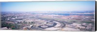 Framed USA, New Jersey, Newark Airport, Aerial view with Manhattan in background