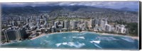Framed Aerial view of a city, Waikiki Beach, Honolulu, Oahu, Hawaii, USA