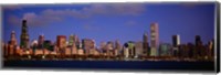 Framed Lake Michigan City Skyline at Dusk, Chicago, Illinois, USA
