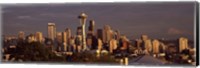 Framed Seattle skyline at dusk, King County, Washington State, USA 2010
