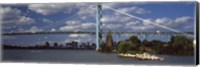 Framed Bridge across a river, Ambassador Bridge, Detroit River, Detroit, Wayne County, Michigan, USA