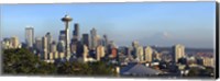 Framed Seattle city skyline with Mt. Rainier in the background, King County, Washington State, USA 2010