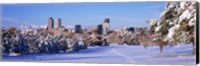Framed Denver city in winter, Colorado
