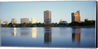 Framed Lake Merritt with skyscrapers, Oakland, California