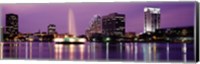 Framed View Of A City Skyline At Night, Orlando, Florida, USA