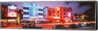 Framed Buildings Lit Up At Night, South Beach, Miami Beach, Florida, USA