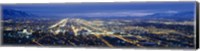 Framed Aerial view of a city lit up at dusk, Salt Lake City, Utah, USA