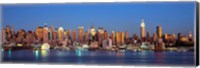 Framed Panoramic View of New York City from the Water at Night
