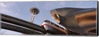 Framed Low Angle View Of The Monorail And Space Needle, Seattle, Washington State, USA