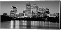 Framed USA, Texas, Austin, Panoramic view of a city skyline (Black And White)