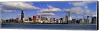 Framed USA, Illinois, Chicago, Panoramic view of an urban skyline by the shore