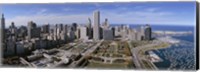 Framed USA, Illinois, Chicago, Millennium Park, Pritzker Pavilion, aerial view of a city