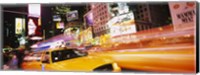 Framed Yellow taxi on the road, Times Square, Manhattan, New York City, New York State, USA