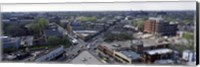 Framed Aerial view of crossroad of six corners, Fullerton Avenue, Lincoln Avenue, Halsted Avenue, Chicago, Illinois, USA